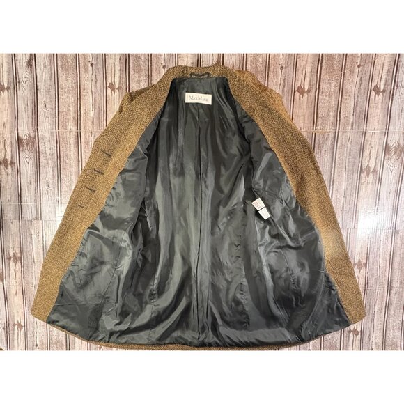 MaxMara Wool Blend tweed Coat jacket size 6 color brown - Picture 5 of 8
